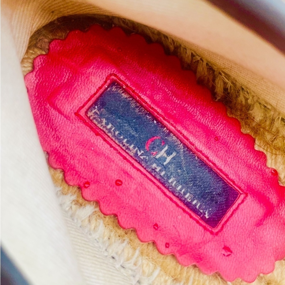 Carolina Herrera Gray and Cream CH Logo Espadrilles 39/8 - Picture 5 of 9